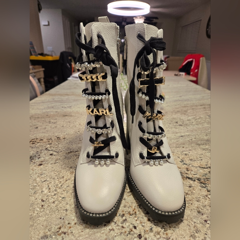 Karl Lagerfeld pazie studded healed boot